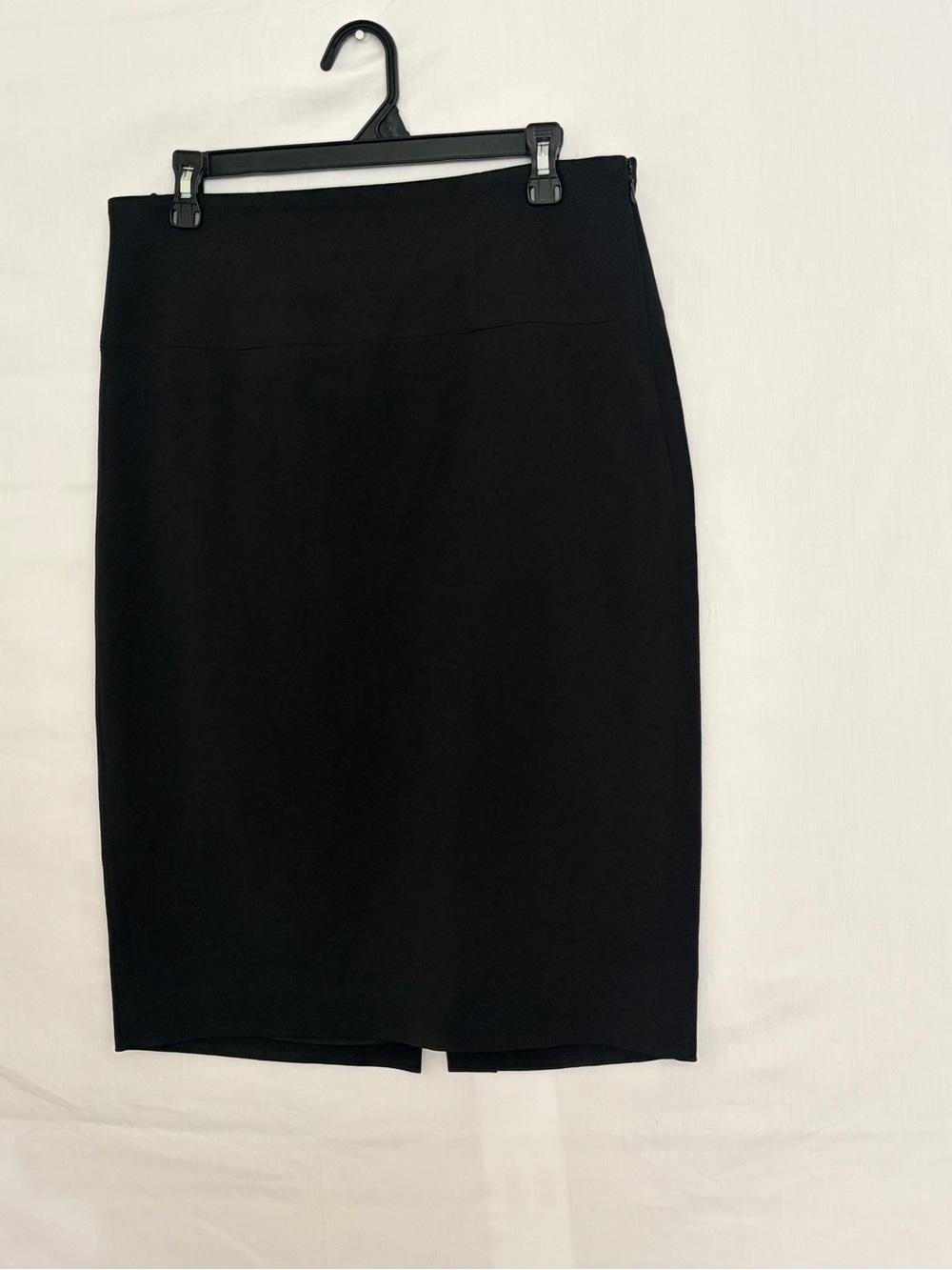 Nine West Women Black Stretch Pencil Midi Skirt Back Slit Pocket Size 10(A880)